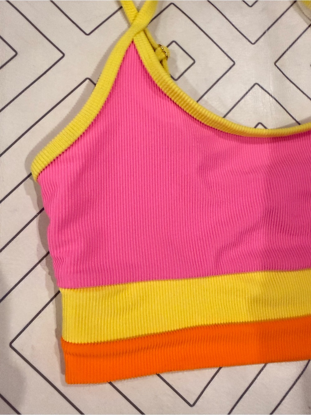 Beach Riot Ribbed Neon Colorblock Bikini Top - Picture 3 of 9